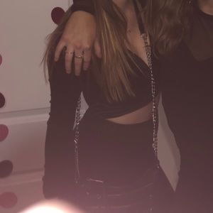 forever 21 velvet long sleeve crop top